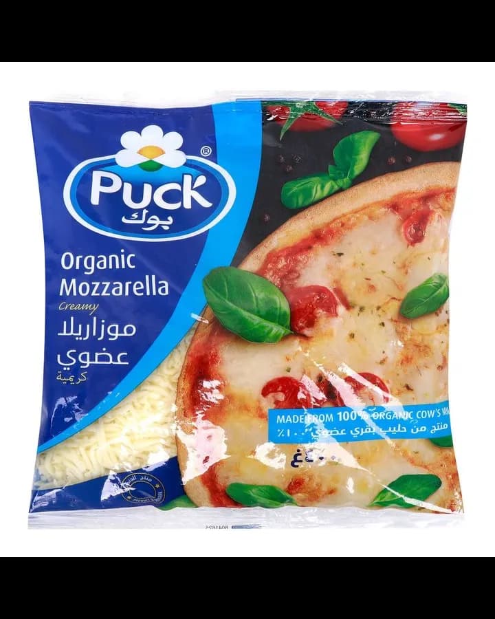 Puck Organic Shredded Mozzarella Cheese, 400g